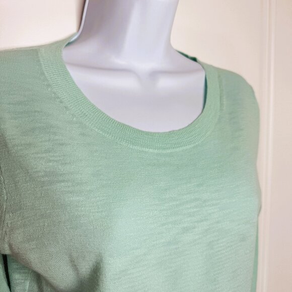 J.Crew Petite Small Mint Green Long Sleeve Top Lightweight Knit - Picture 2 of 10